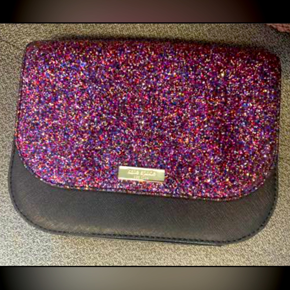 Kate Spade Laurel Way Glitter Carsen Crossbody Purple Black Bag